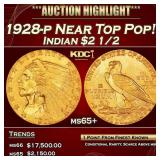 1928-p Gold Indian Quarter Eagle Near Top Pop! $2