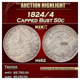 1824/4 Capped Bust Half Dollar 50c ms62 USCG