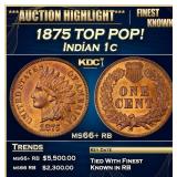 1875 Indian Cent TOP POP! 1c ms66+ rb SEGS