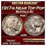 1917-s Buffalo Nickel Near Top Pop! 5c ms66 SEGS