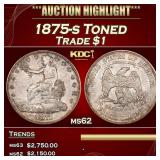 1875-s Trade Dollar Toned $1 ms62 USCG