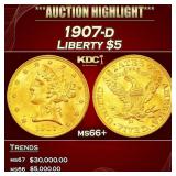 1907-d Gold Liberty Half Eagle $5 ms66+ SEGS