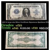1923 $1 large size Silver Certificate Grades vf+ S