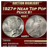 1927-p Peace Dollar Near Top Pop $1 ms65+ SEGS