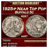 1925-p Buffalo Nickel Near Top Pop 5c ms67 SEGS