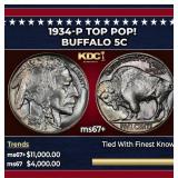 1934-p Buffalo Nickel TOP POP! 5c ms67+ SEGS