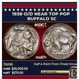 1938-d/d Buffalo Nickel Near Top Pop 5c ms67+ SEGS