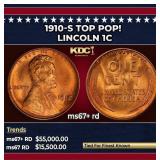 1910-s Lincoln Cent TOP POP! 1c ms67+ rd SEGS