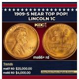 1909-s Lincoln Cent Near Top Pop! 1c ms66+ rd SEGS