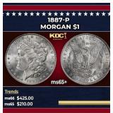1887-p Morgan Dollar $1 Grades ms65+