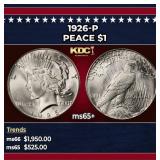 1926-p Peace Dollar $1 ms65+ SEGS