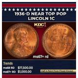 1936-d Lincoln Cent Near Top Pop 1c ms67+ rd SEGS