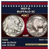 1927-d Buffalo Nickel 5c ms65 SEGS