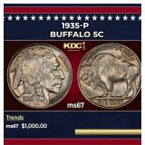 1935-p Buffalo Nickel 5c ms67 SEGS