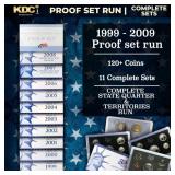1999-2009 Full Proof Set Run - 127 Coins, 11 Sets