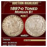 1897-o Morgan Dollar Toned $1 ms62+ USCG