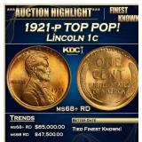 1921-p Lincoln Cent TOP POP! 1c ms68+ RD SEGS