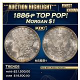 1886-p Morgan Dollar TOP POP! $1 ms68+ SEGS