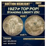 1927-p Standing Liberty Quarter TOP POP! 25c ms67+