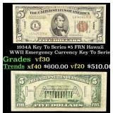 1934A $5 FRN Hawaii WWII Emergency Currency Key To