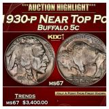 1930-p Buffalo Nickel Near Top Pop 5c ms67 SEGS