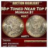 1888-p Morgan Dollar Toned Near Top Pop $1 ms67+ S