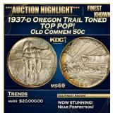 1937-d Oregon Trail Old Commem Half Dollar Toned T