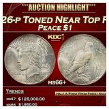 1926-p Peace Dollar Toned Near Top Pop $1 ms66+ SE