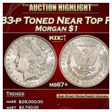 1883-p Morgan Dollar Toned Near Top Pop $1 ms67+ S