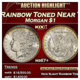 1886-p Morgan Dollar Rainbow Toned Near Top Pop $1