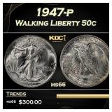 1947-p Walking Liberty Half Dollar 50c Grades GEM+