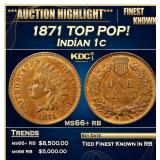 1871 Indian Cent TOP POP! 1c ms66+ rb SEGS