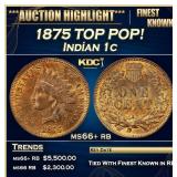1875 Indian Cent TOP POP! 1c ms66+ rb SEGS