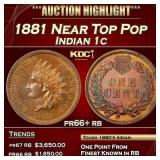 1881 Proof Indian Cent Near Top Pop 1c pr66+ rb SE
