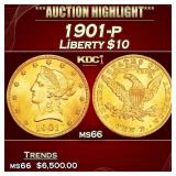 1901-p Gold Liberty Eagle $10 ms66 SEGS