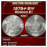 1878-p 8tf Morgan Dollar $1 ms65+ SEGS
