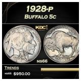 1928-p Buffalo Nickel 5c Grades ms66