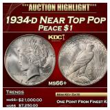 1934-d Peace Dollar Near Top Pop $1 ms66+ SEGS