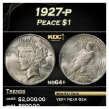 1927-p Peace Dollar $1 Grades ms64+