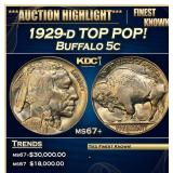 1929-d Buffalo Nickel TOP POP! 5c ms67+ SEGS
