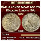 1941-s Walking Liberty Half Dollar Toned Near Top
