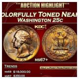 1947-d Washington Quarter Colorfully Toned Near To
