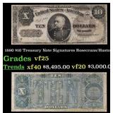 1890 $10 Treasury Note Grades vf+ Signatures Rosec