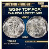 1936-p Walking Liberty Half Dollar TOP POP! 50c ms