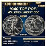 1940 Proof Walking Liberty Half Dollar TOP POP! 50