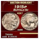 1915-p Buffalo Nickel 5c ms66 SEGS