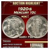 1920-s Mercury Dime 10c ms65+ FSB SEGS