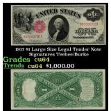 1917 $1 Large Size Legal Tender Note Grades Choice