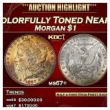 1887-p Morgan Dollar Colorfully Toned Near Top Pop