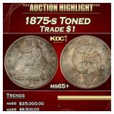 1875-s Trade Dollar Toned $1 ms65+ SEGS